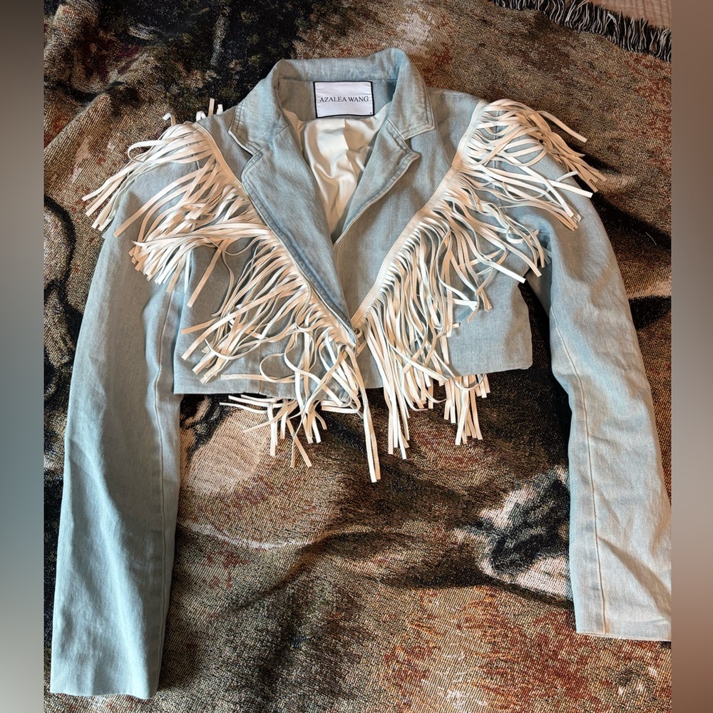 Cropped Fringe Jean Jacket